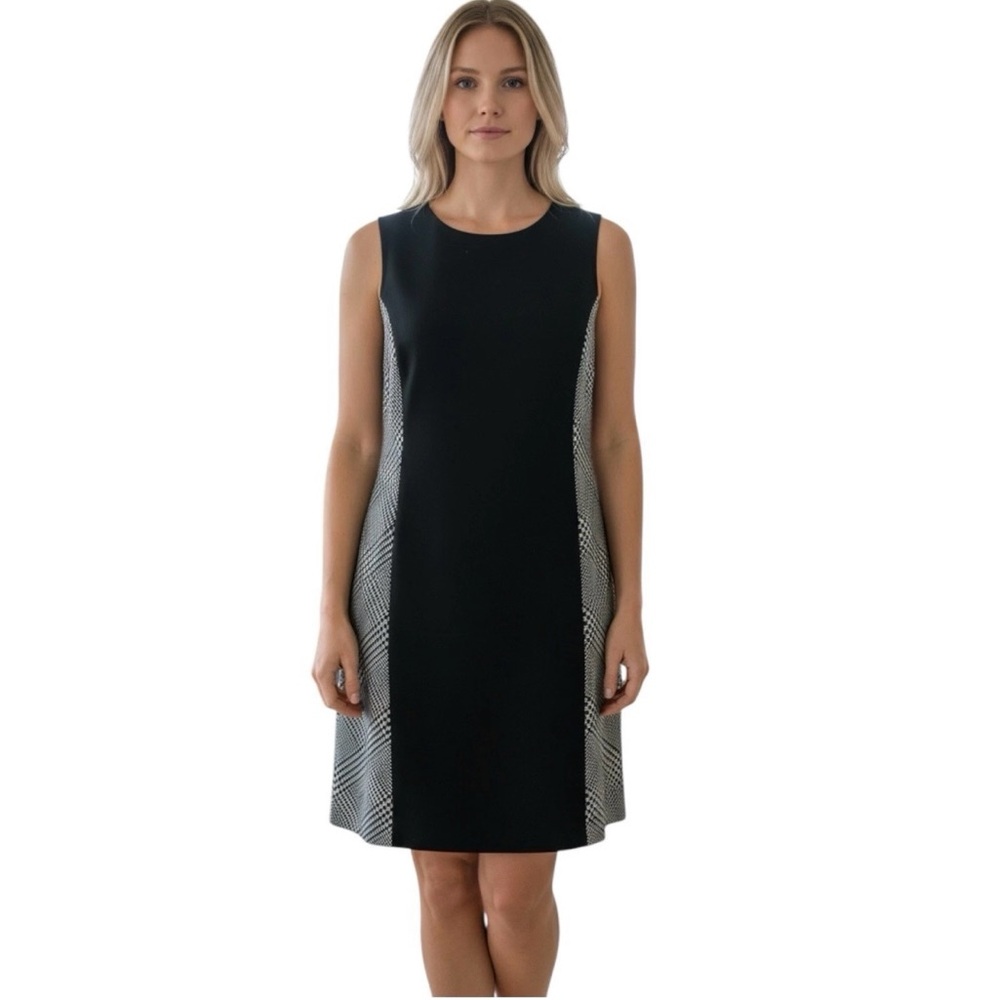 J.‎ McLaughlin Plaid Wool Cashmere Shift Dress Women’s 8 Black Gray Lined Career